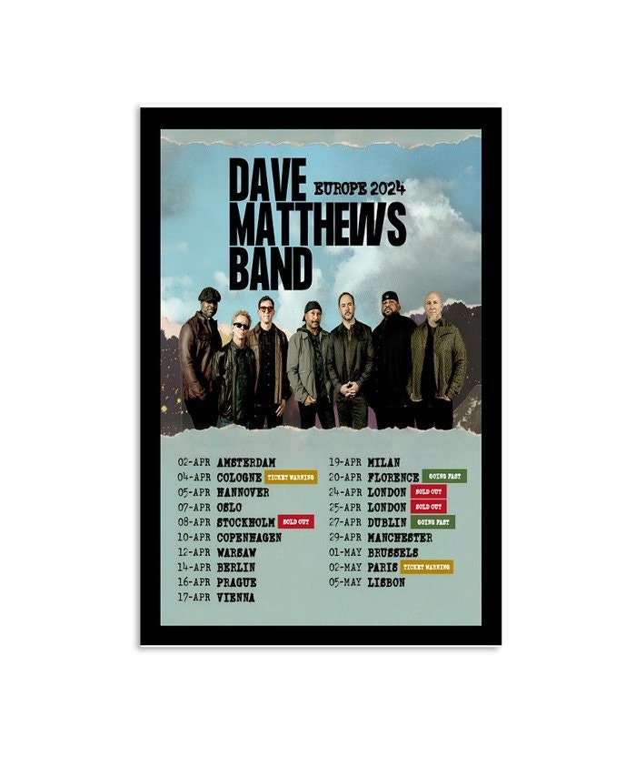 Dave Matthews Band Europe Event 2024 Poster sold by Ondrea Post SKU