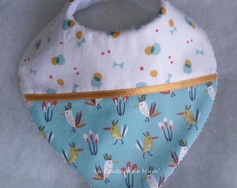 Two-tone bandana bib 0/3 months BIRDS and SMALL ROUNDS