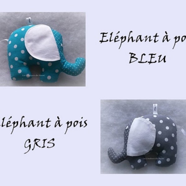 Doudou éléphant gris à pois blancs GRIS/BLEU