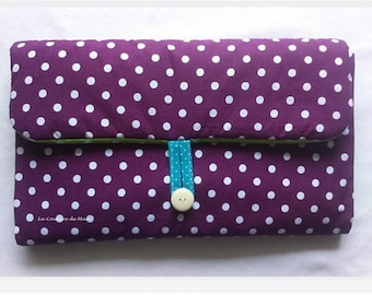 Travel changing mat Purple/Green/Turquoise with white dots