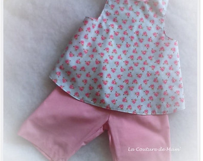 Featured listing image: Cross back dress/apron and pink cropped pants set, 2/3 years