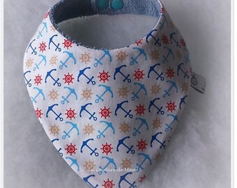 White bandana bib BLUE MARINE ANCHORS 3-9 months