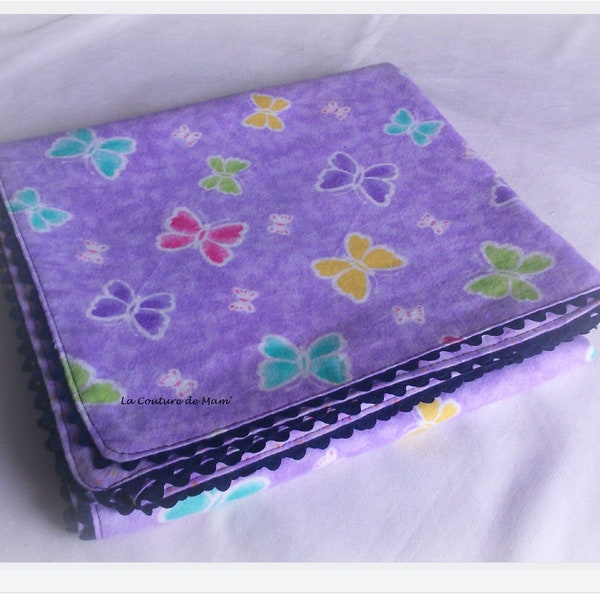 Plaid double flanelle Papillons VIOLET 100x110cm