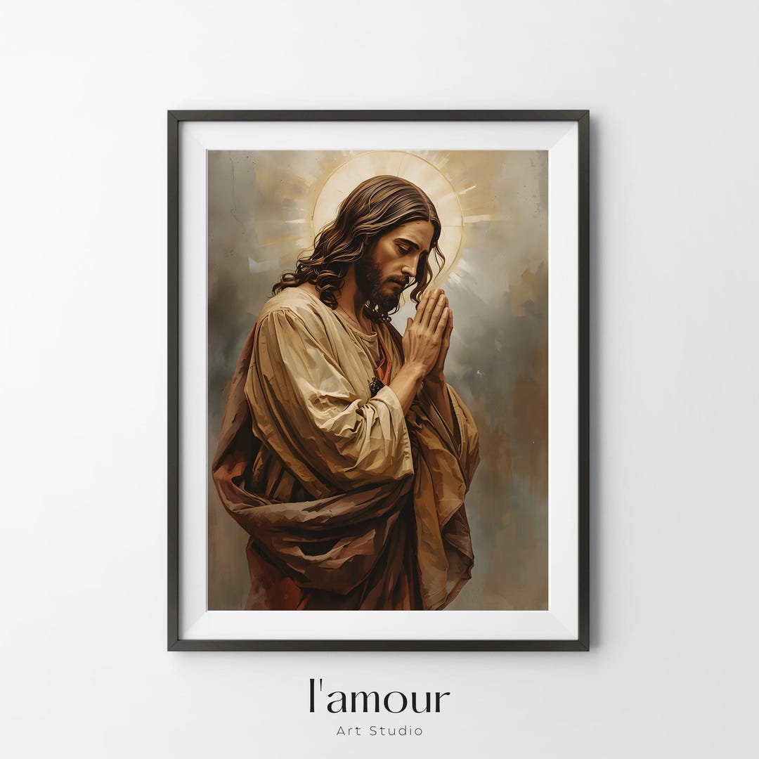 Jesus Praying Christian Wall Art Digital Download Printable | Religious ...