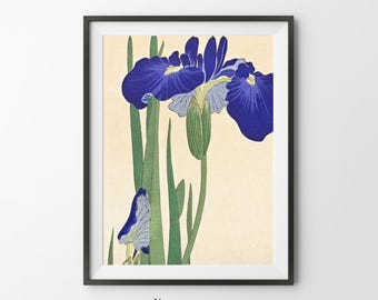 Ohara Koson - Blue Irises Wall Art | High Resolution Instant Download Printable Art Print | Vintage Japanese Classic Abstract Art Wall Decor