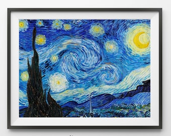 Vincent Van Gogh Starry Night Wall Art | High Resolution Instant Download Printable Art Print | Vintage Abstract Classic Fine Art Wall Decor