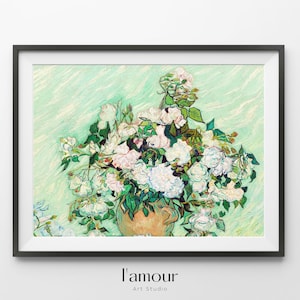 Vincent Van Gogh Roses Wall Art | High Resolution Instant Download Printable Art Print | Vintage Abstract Classic Fine Art Wall Decor