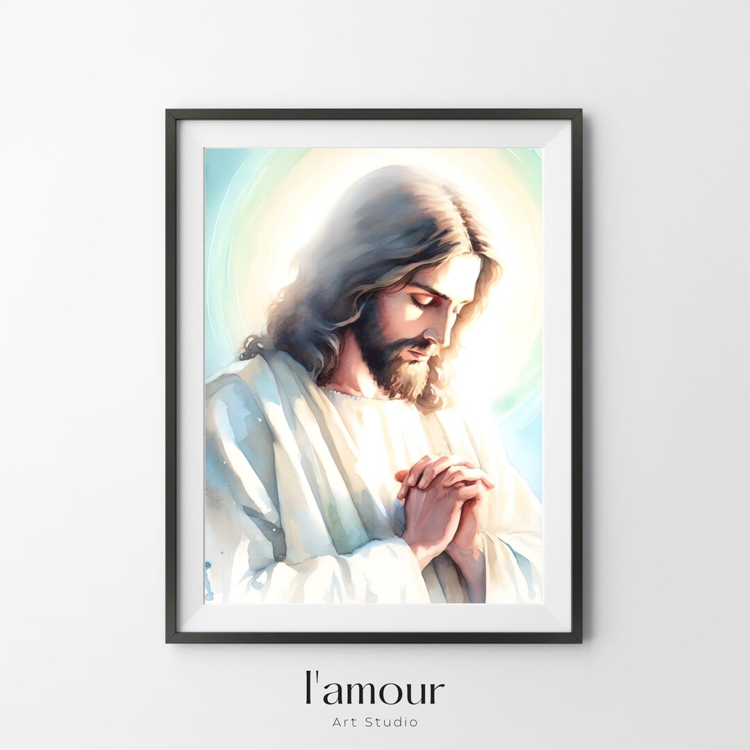 Jesus Praying Christian Wall Art Digital Download Printable | Religious ...