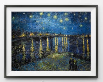 Vincent Van Gogh Starry Night Over The Rhone Wall Art | High Resolution Instant Download Printable Art Print | Vintage Fine Art Wall Decor