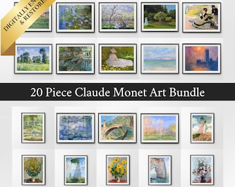 Claude Monet Wall Art Bundle 20 Pieces | High Resolution Instant Download Printable Art Print | Vintage Classic Painting Art Wall Decor