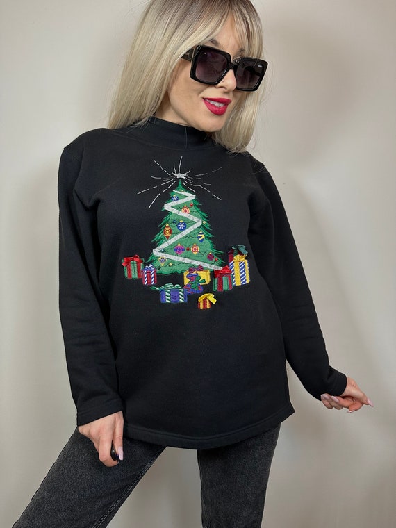 Vintage Christmas winter black turtleneck sweater… - image 7