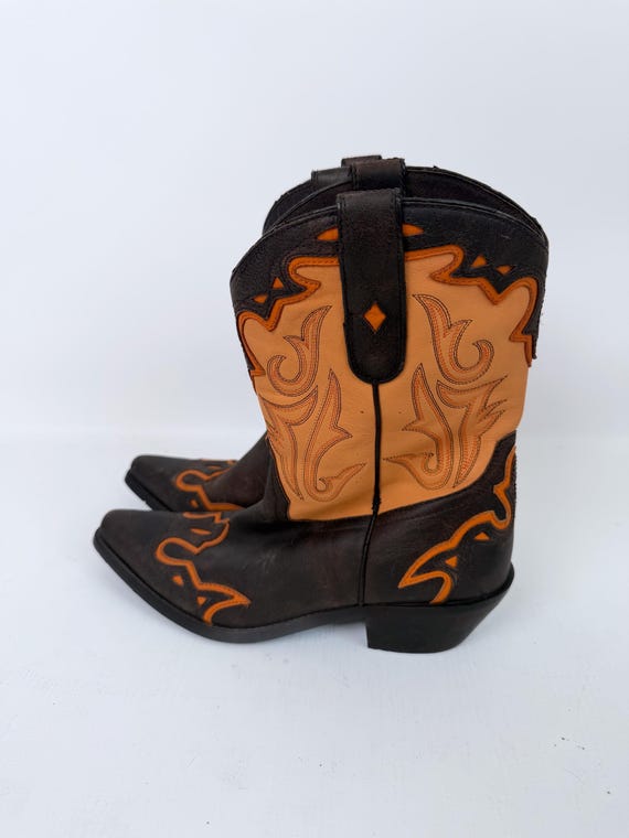 Vintage Leather Cowboy Boots US 8 Western Cowgirl… - image 6