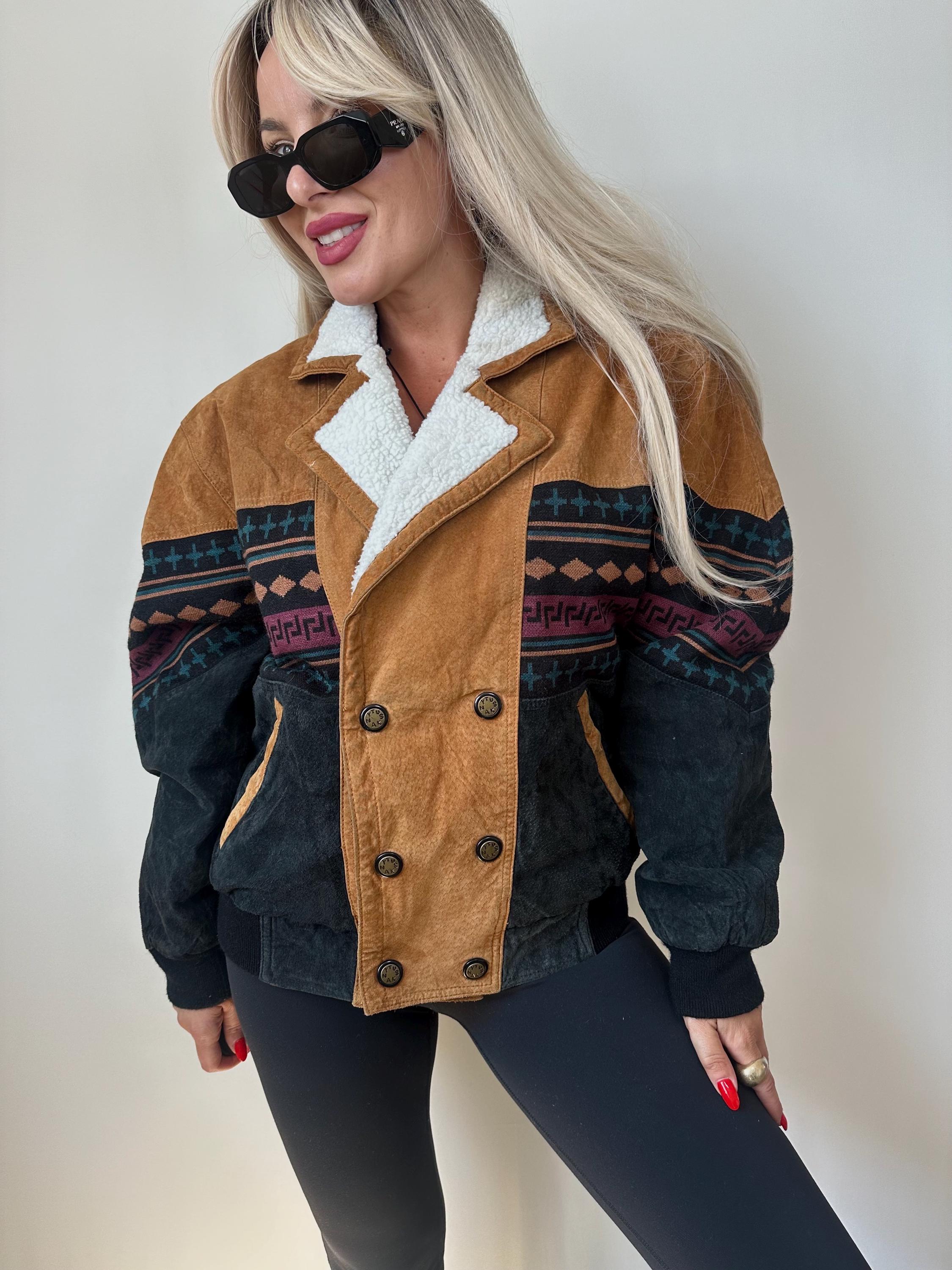 Vintage Coat Jacket Tribal Navajo Southwestern Bomber Suede Vintage Coat Jacket Tribal Navajo Southwestern Bomber Suede