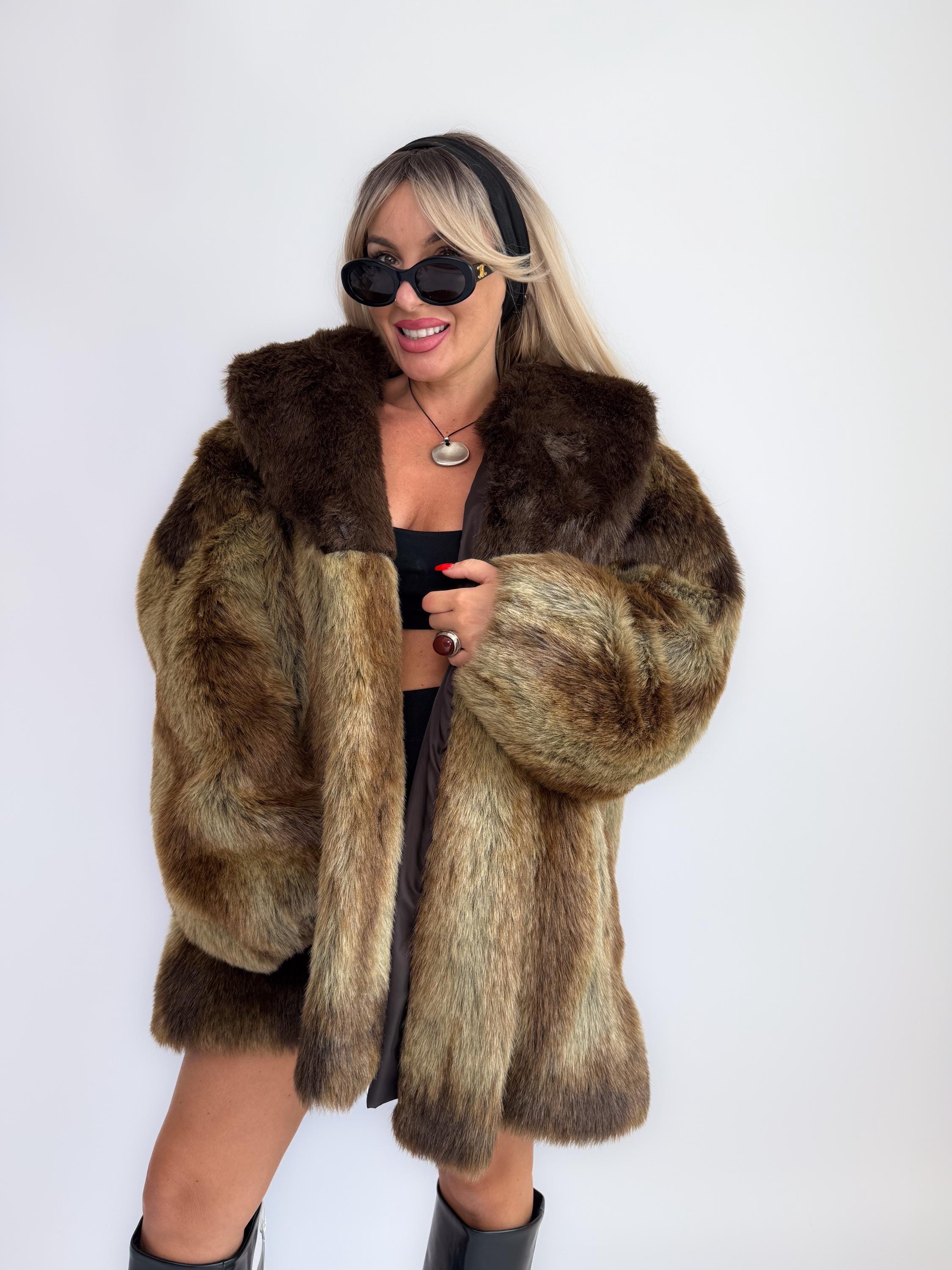 90年代ヴィンテージ ブラウンフェイクファーコート レディース - 厚手