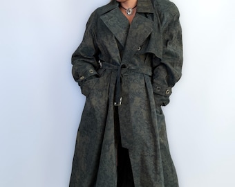 Vintage Gallery Olive Green Oversized Trench Coat Made in Korea
