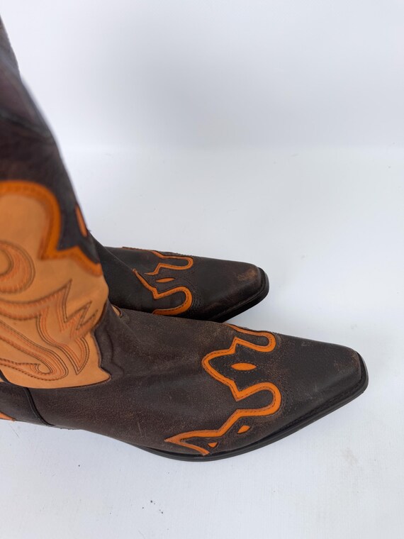 Vintage Leather Cowboy Boots US 8 Western Cowgirl… - image 10