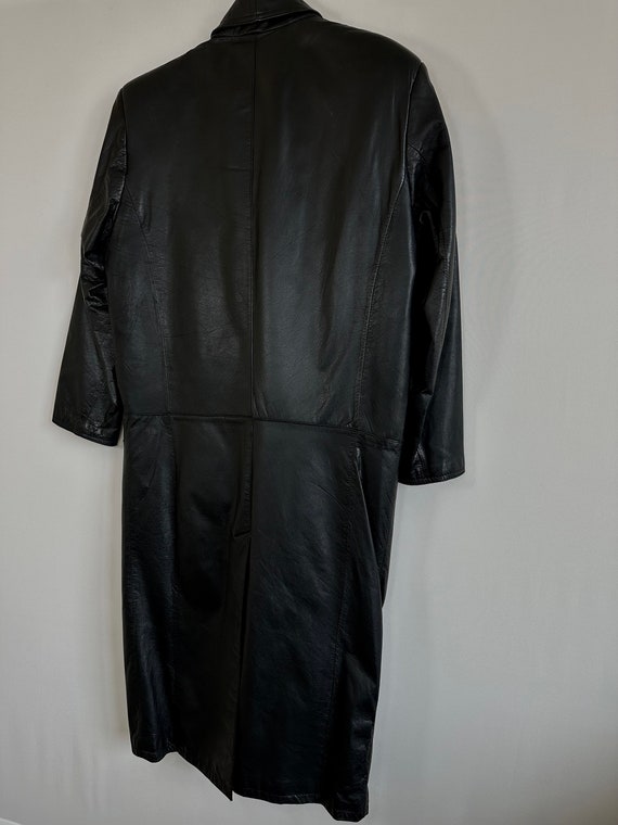 Vintage genuine leather long trench coat jacket - image 7