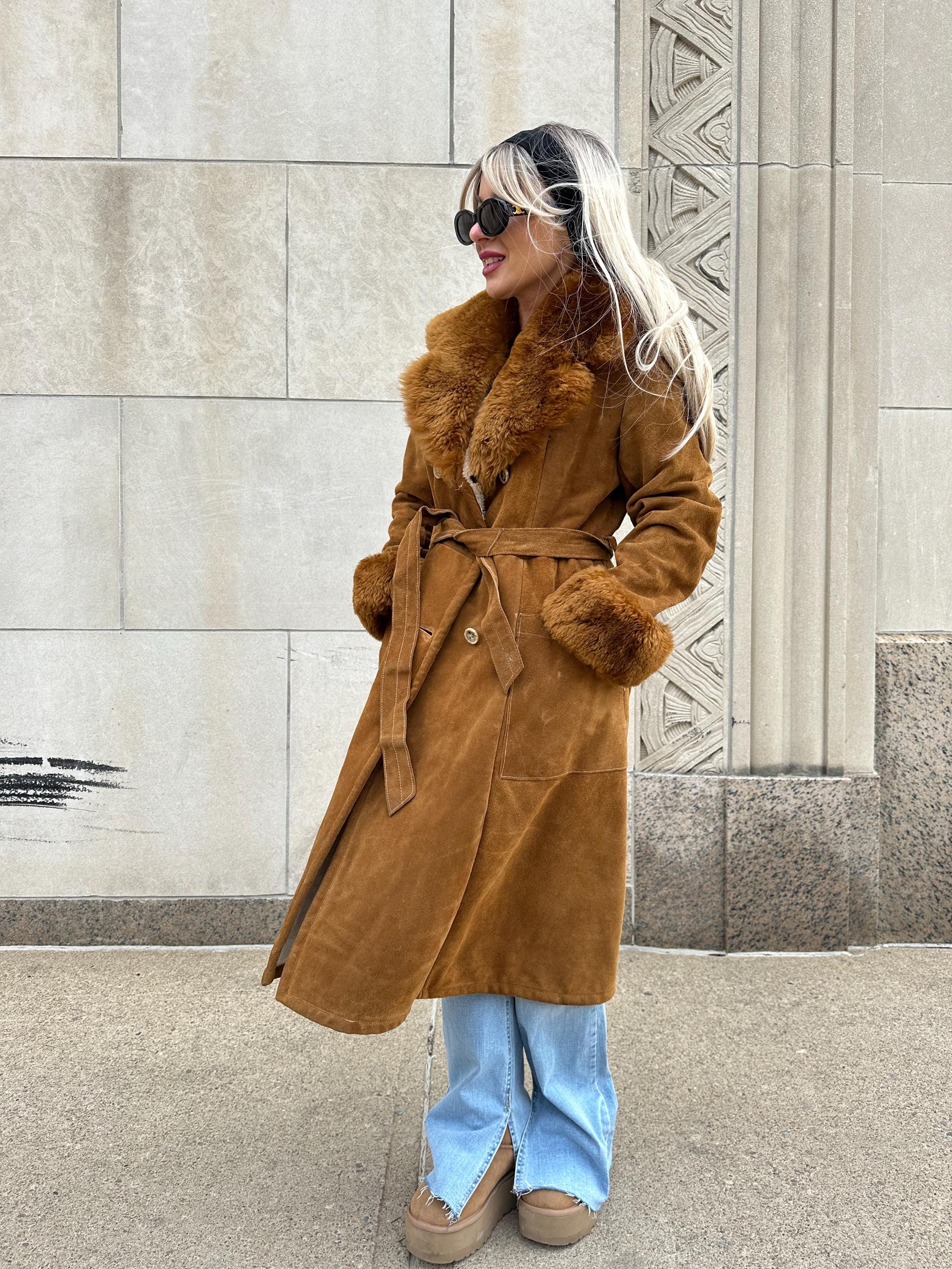 Vintage Suede Afghan Coat: 70s Penny Lane Style With Faux Fur