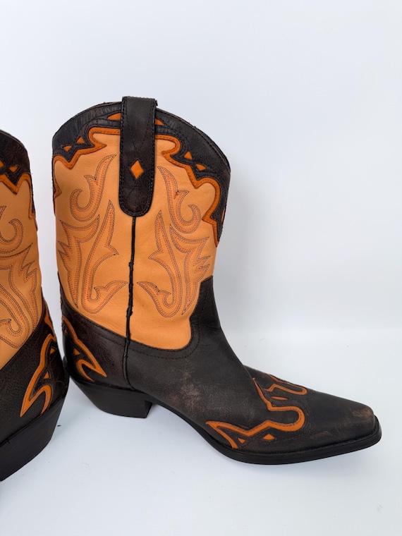 Vintage Leather Cowboy Boots US 8 Western Cowgirl… - image 5