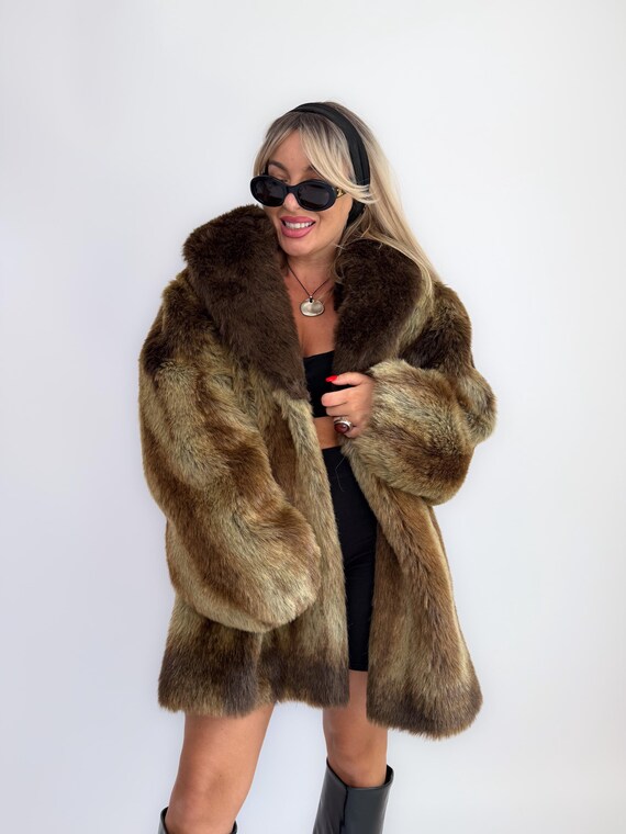 90年代ヴィンテージ ブラウンフェイクファーコート レディース - 厚手