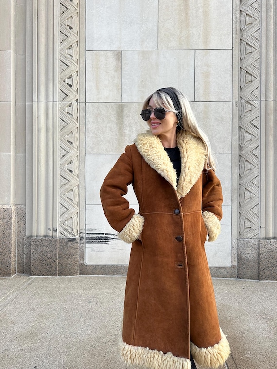 Vintage 70s Suede Shearling Coat: Penny Lane Boho Style - Etsy