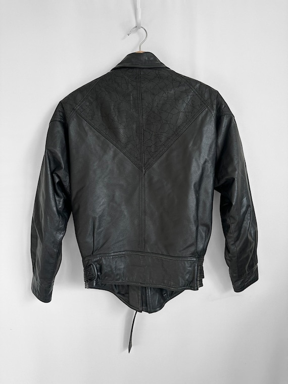 90s short real leather bomber jacket Vtg