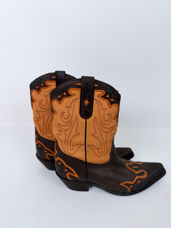 Vintage Leather Cowboy Boots US 8 Western Cowgirl… - image 9