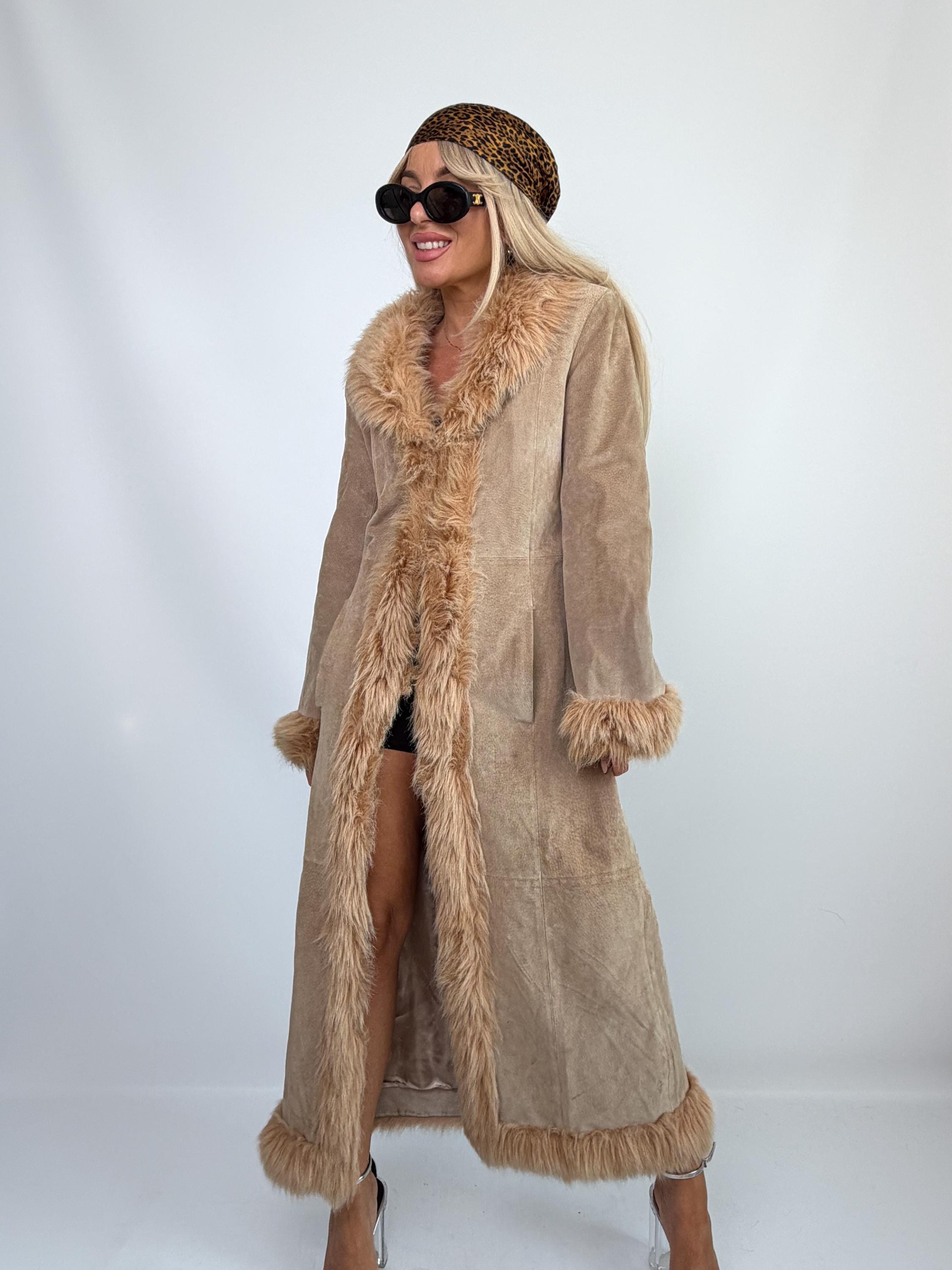 suède fur jacket / Mods coat vintage Womens Suede and Fur Jacket - Etsy