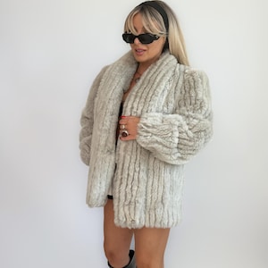 Vintage faux fur bridal wedding coat - mob wife style winter jacket S-M