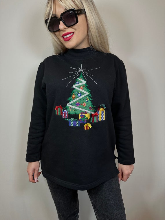 Vintage Christmas winter black turtleneck sweater… - image 3