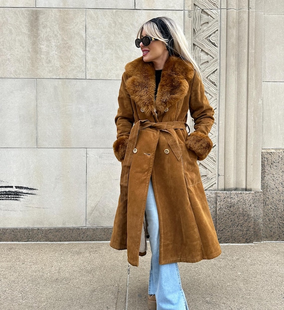 Vintage Suede Afghan Coat: 70s Penny Lane Style With Faux Fur