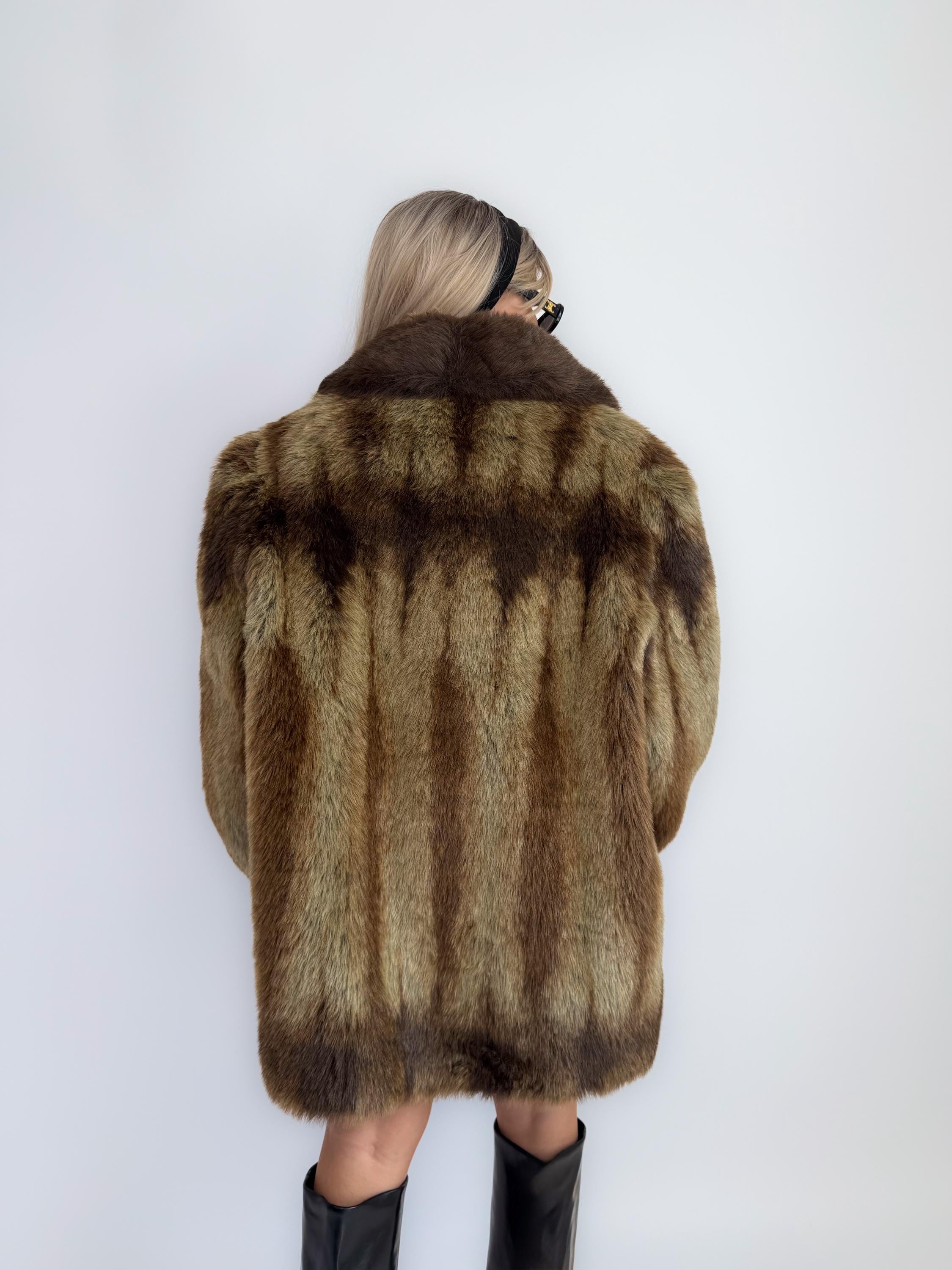 90年代ヴィンテージ ブラウンフェイクファーコート レディース - 厚手