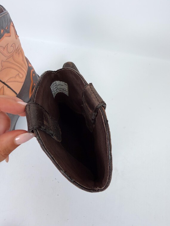 Vintage Leather Cowboy Boots US 8 Western Cowgirl… - image 13