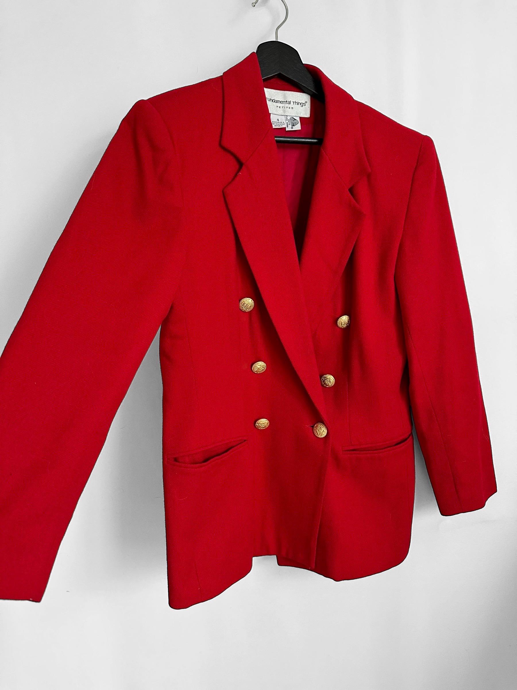Vintage Red Classic Casual Double Breasted Wool Woolen
