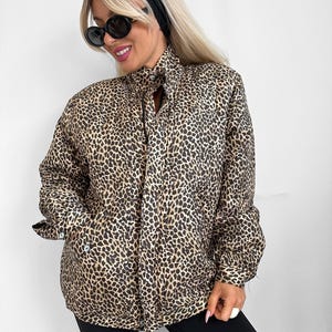 Vintage jacket coat animal print cheetah silk lightweight bohemian coat bomber printed y2k 90s