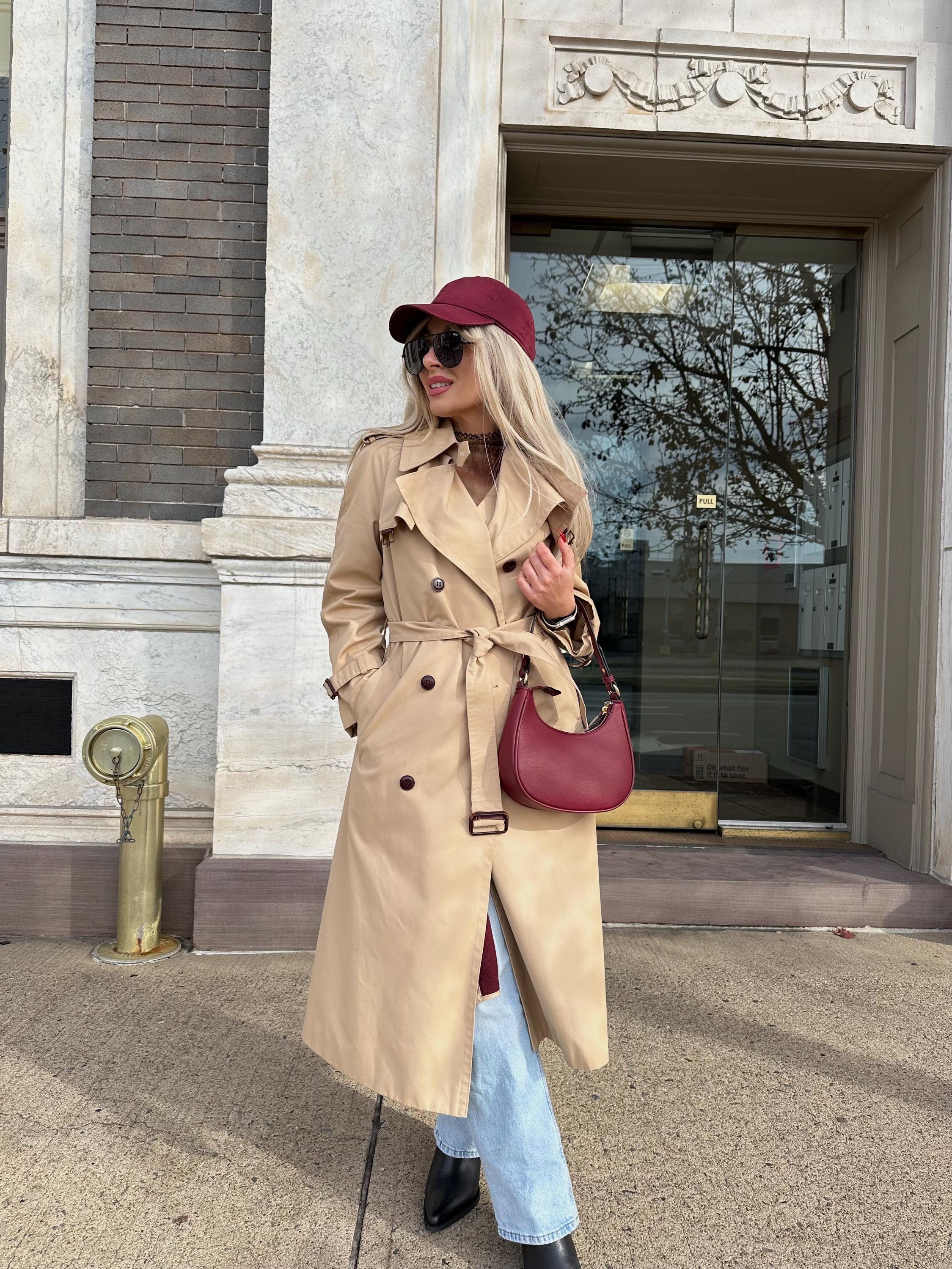 Vintage Wool Blend Trench Coat - Etienne Aigner - Size