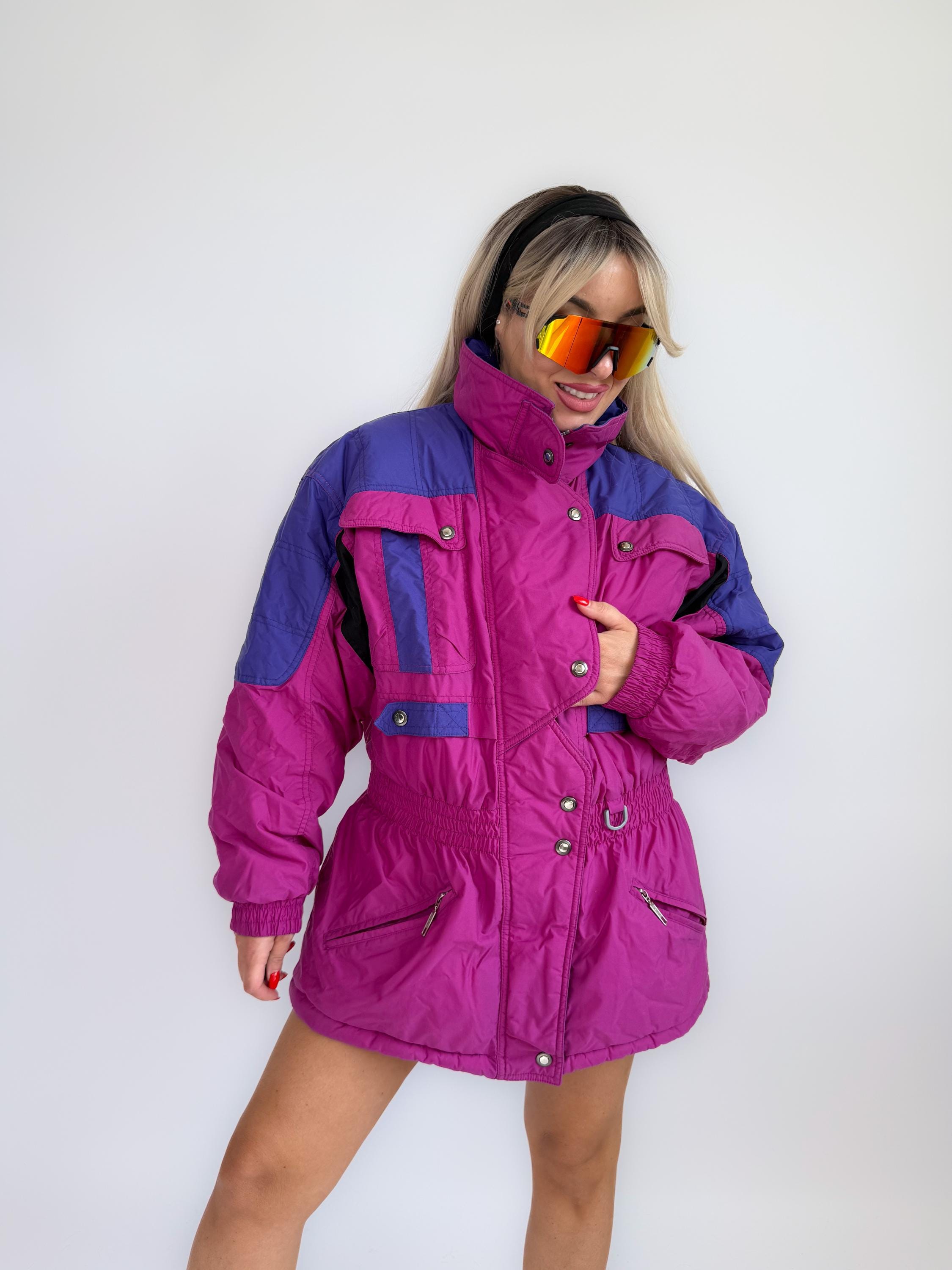 Vintage 90s Hot Pink & Purple Ski Parka- Oversized Winter Jacket