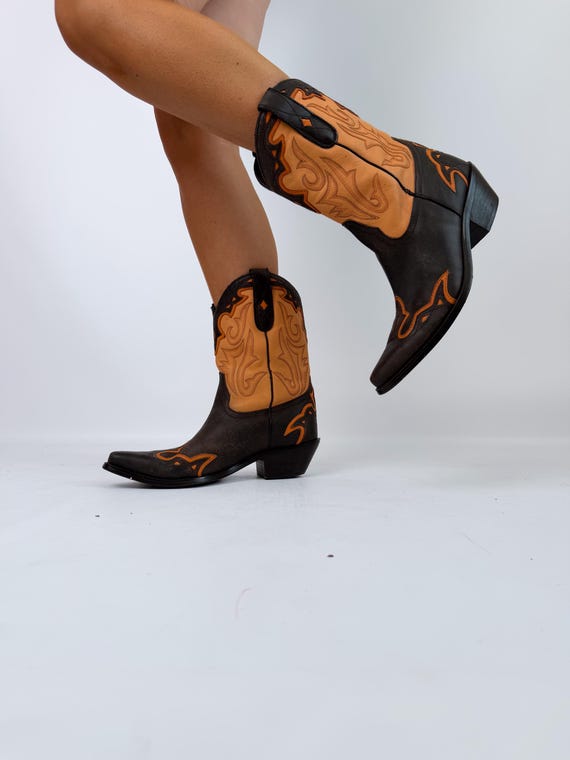 Vintage Leather Cowboy Boots US 8 Western Cowgirl… - image 15