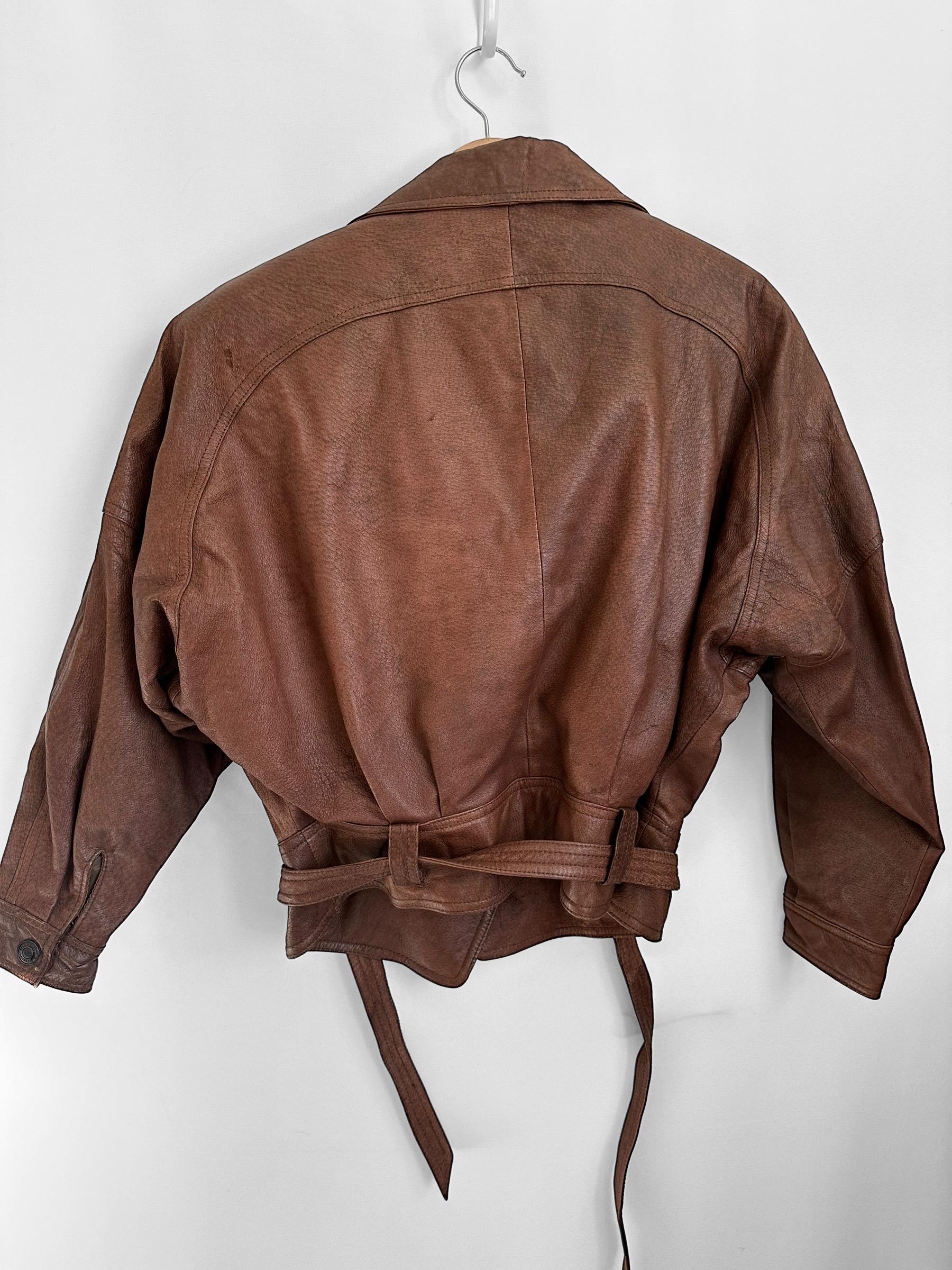 Vintage Jacket Coat Bomber Distressed Brown Real Genuine