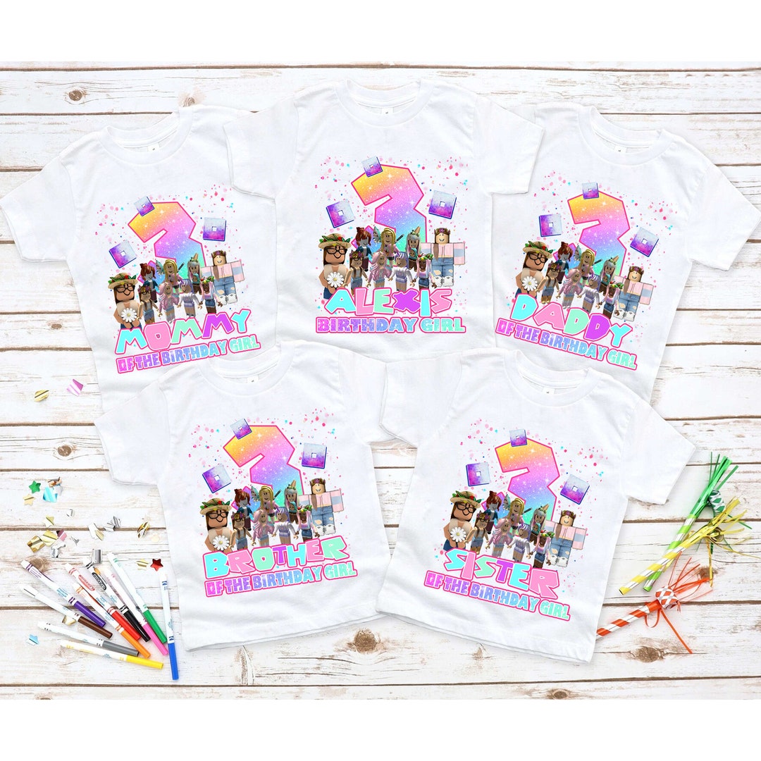 Personalized Roblox Girl Birthday Shirt Girls Roblox Birthday Etsy