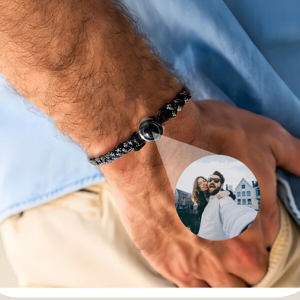 Custom Bracelets with Picture inside, Fathers Day Gift, Projection Charm Bracelet Personalized Photo, Memorial Gifts for Loved One