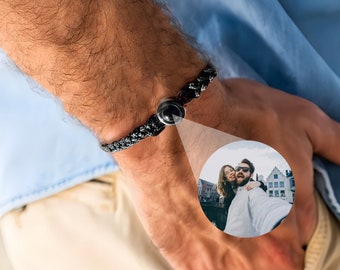 Custom Bracelets with Picture inside, Fathers Day Gift, Projection Charm Bracelet Personalized Photo, Memorial Gifts for Loved One