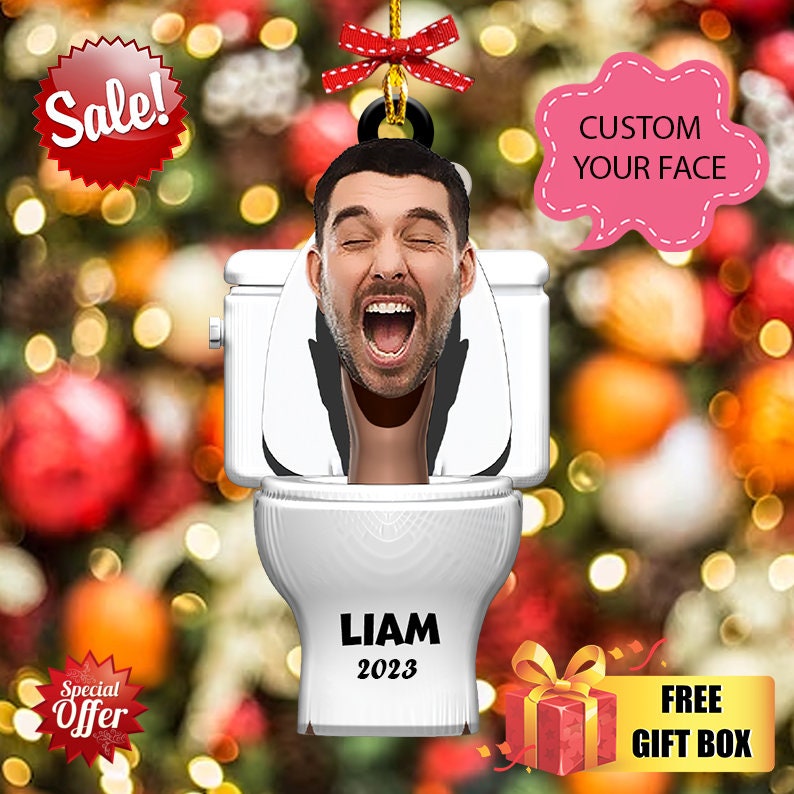 Skibidi Toilet Custom Face Photo Ornament Funny Christmas Etsy Australia