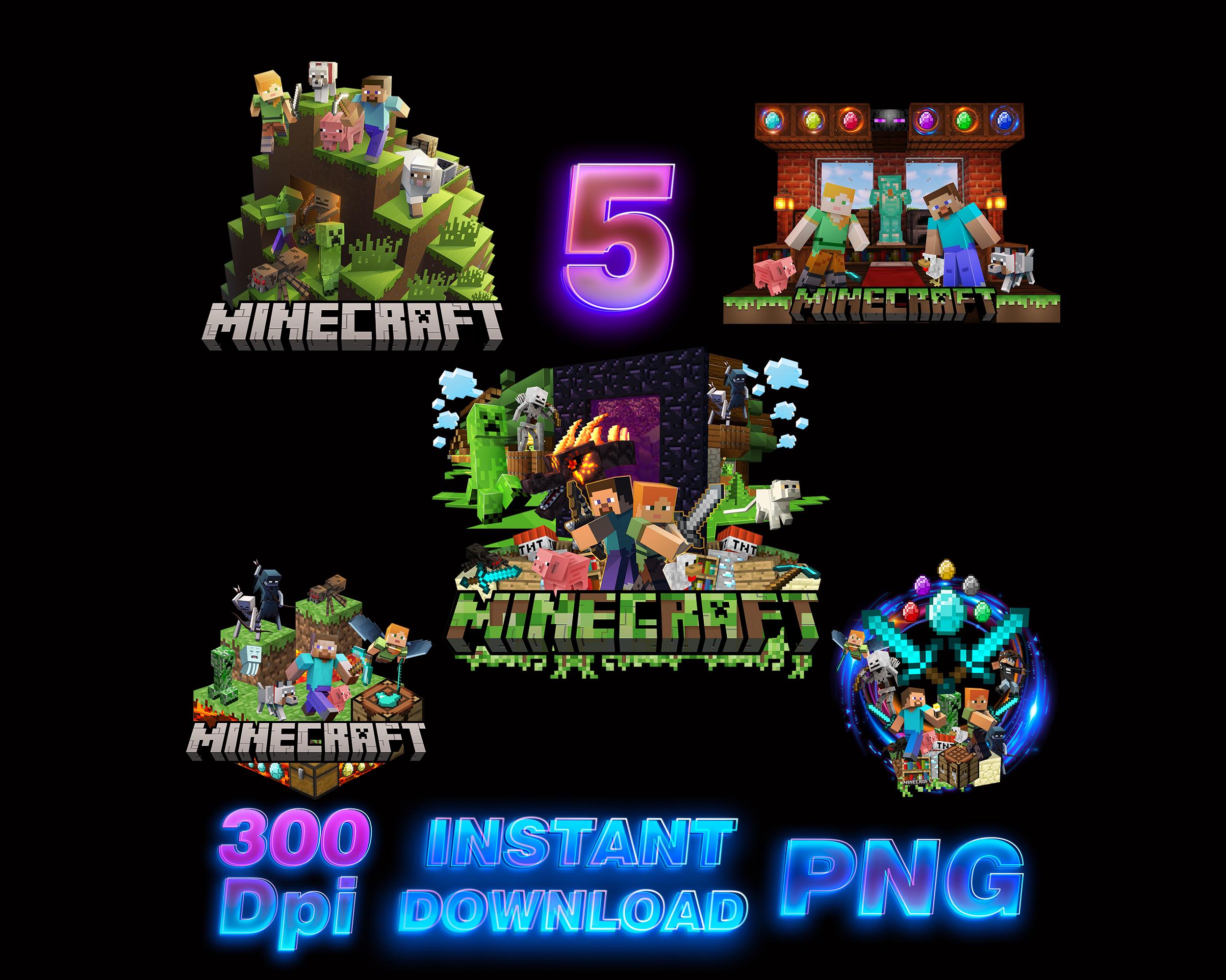 Minecraft Bundle 5 PNG, Minecraft clipart Png, Minecraft PNG, Tumbler Minecraft, Printable Minecraft Shirt, Digital Minecraft