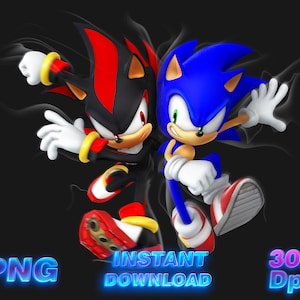 Sonic le hérisson PNG épinglette Cricut autocollant pour gâteau chemise sublimation Image transparente imprimable numérique téléchargement immédiat Knuckles Tails