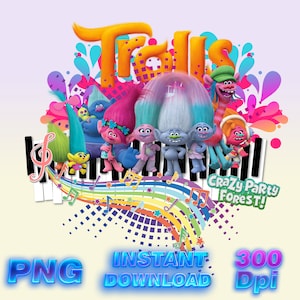 Trolls Film PNG, Queen Poppy Png, transparentes Bild, bedruckbarer Zweig, digitale Trolle, sofortiger Download, Troll Band zusammen, Bridget, Ton
