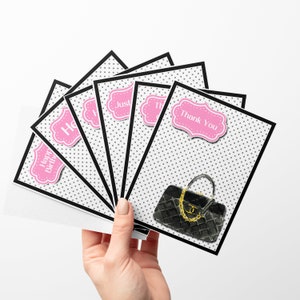 Cartes de voeux haute couture avec enveloppes, lot de cartes de correspondance élégantes avec sac à main de luxe, cadeau pour fashionista, cadeaux à moins de 20 dollars