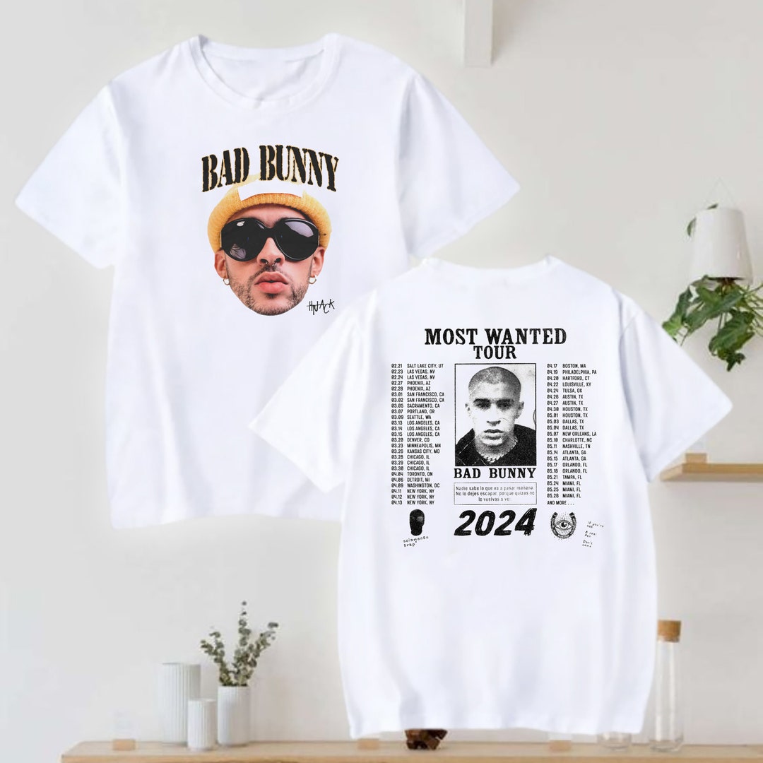 Bad Bunny Most Wanted Tour 2024 Tshirt Bad Bunny Tour Merch Etsy