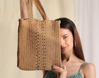 Handmade Crochet Bag, Unique Design Straw Bag, Hand Woven Bag, Luxury Bag, Personalized bag, Handmade Raffia Bag, Crochet Bag, Gift For Her