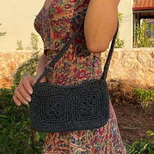 Handmade Crochet Bag, Personalized bag, Knitting Bag, Gift For Her, Green Crochet Bag, Hand woven bag, Crochet Shoulder Bag, Knitted bags image 5